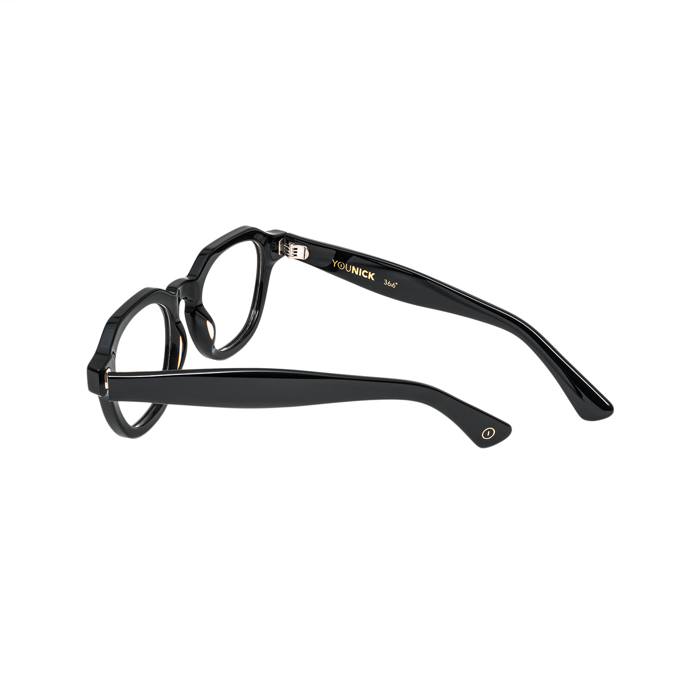 Czarne okulary korekcyjne YouNick Classic, detal zausznika
