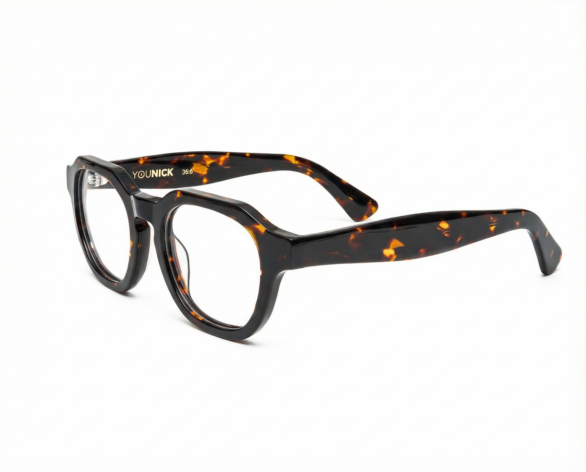 Okulary korekcyjne YouNick Classic w kolorze Dark Havana, oprawa z włoskiego acetatu