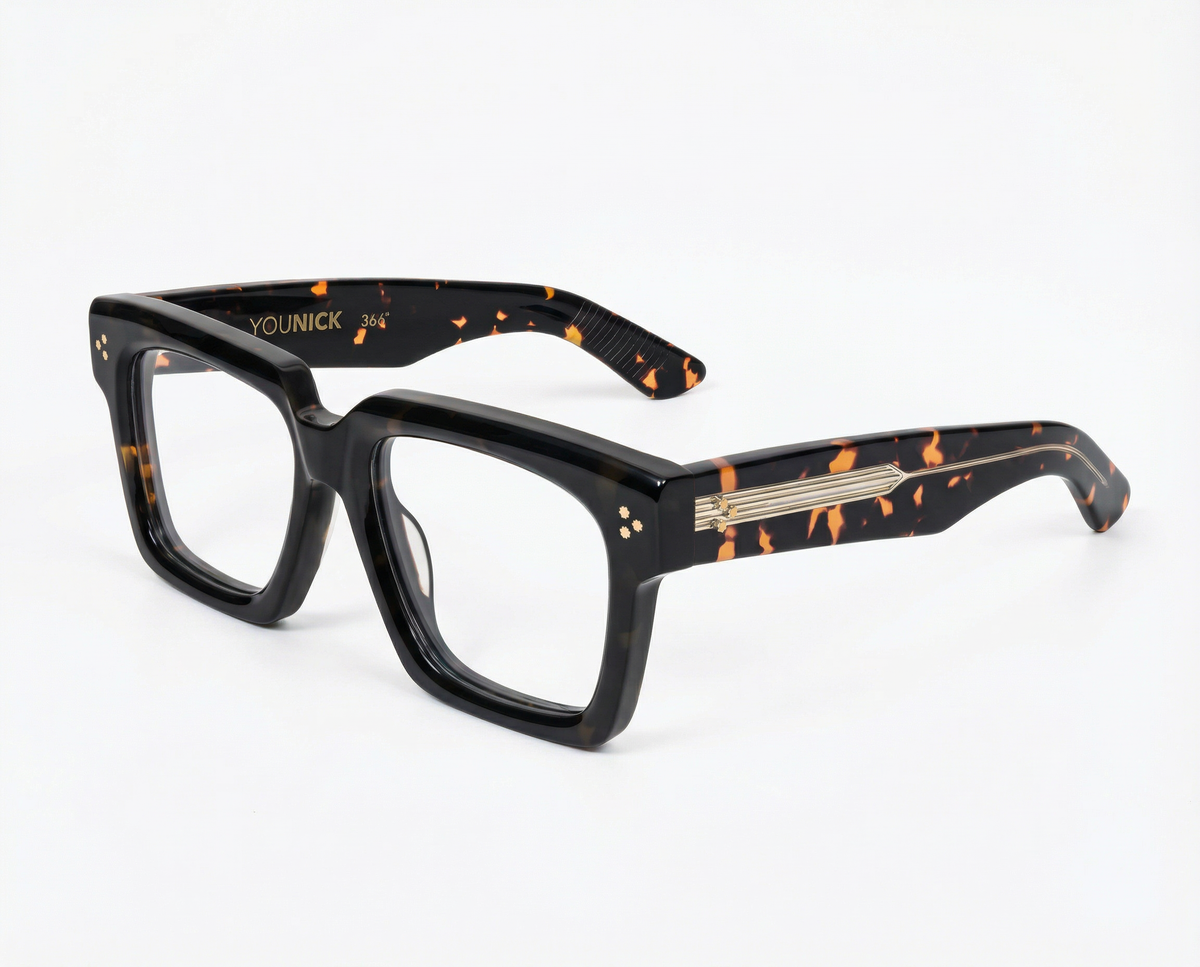 Okulary korekcyjne YouNick Big Star w kolorze Havana Brown, szeroka oprawa z włoskiego acetatu