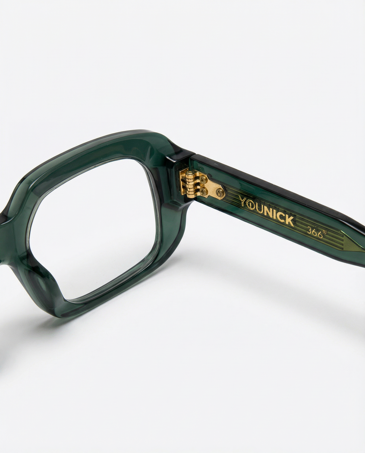 Zielone okulary korekcyjne YouNick Kreator, detal oprawy