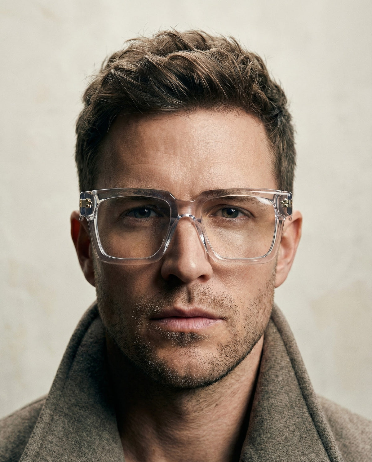 Transparentne okulary korekcyjne YouNick Big Star, ujęcie wizerunkowe
